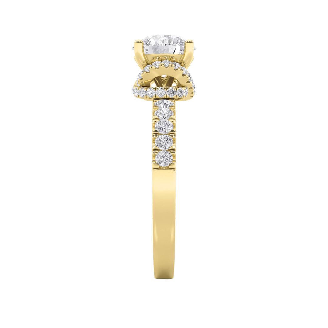 2Cttw Round Shaped Lab Grown Diamond (F/VS) Two Tone Accented Fancy Engagement Ring in 14K Gold