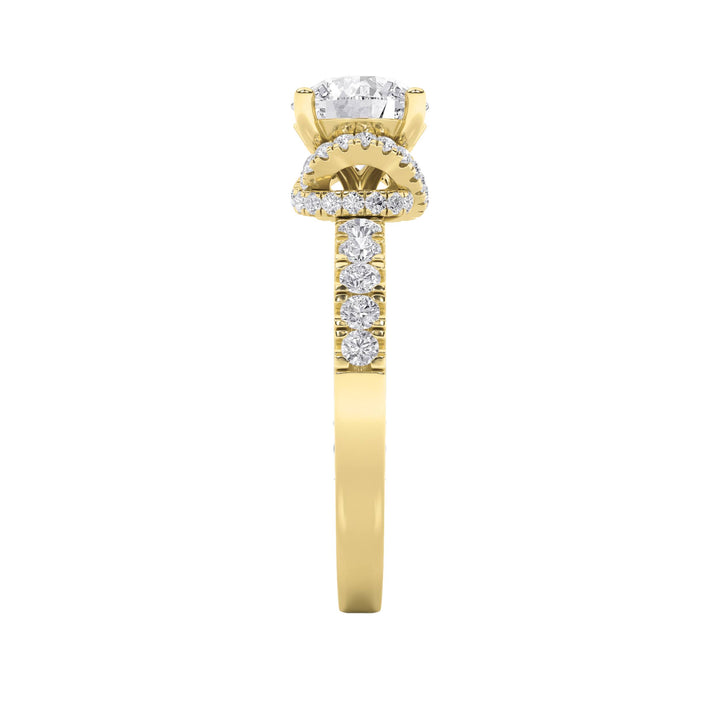 2Cttw Round Shaped Lab Grown Diamond (F/VS) Two Tone Accented Fancy Engagement Ring in 14K Gold