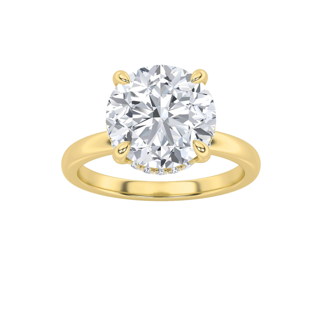 3.5Cttw Round Shaped Lab Grown Diamond (F/VS) Classic Hidden Halo Solitaire Engagement Ring in 14K Gold