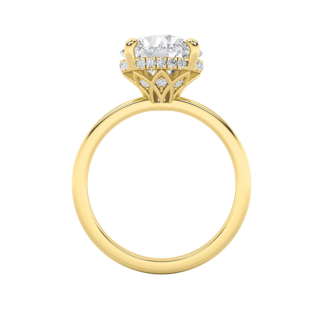3.5Cttw Round Shaped Lab Grown Diamond (F/VS) Classic Hidden Halo Solitaire Engagement Ring in 14K Gold
