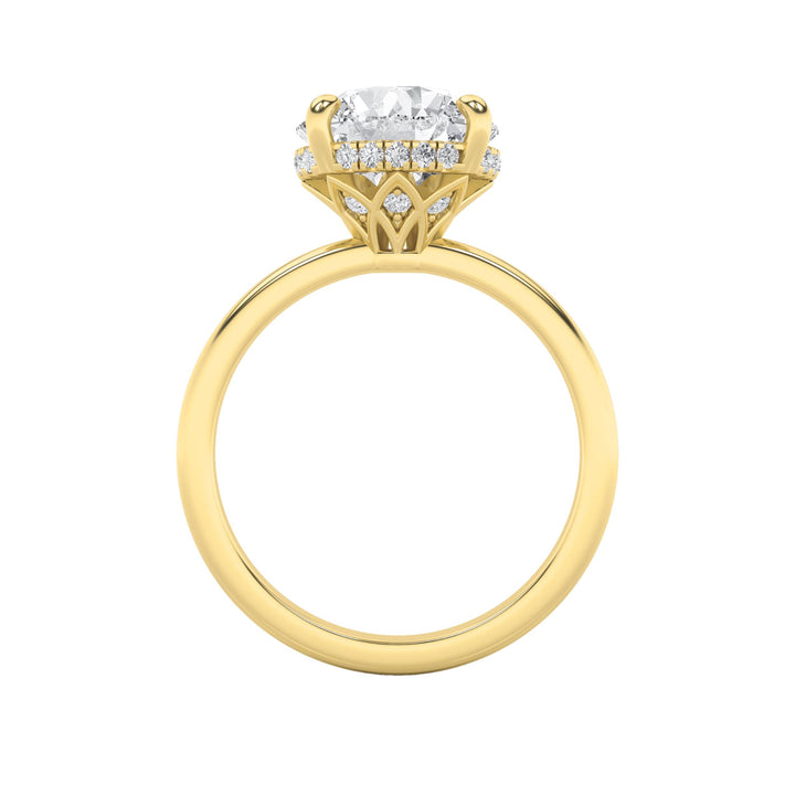 3.5Cttw Round Shaped Lab Grown Diamond (F/VS) Classic Hidden Halo Solitaire Engagement Ring in 14K Gold