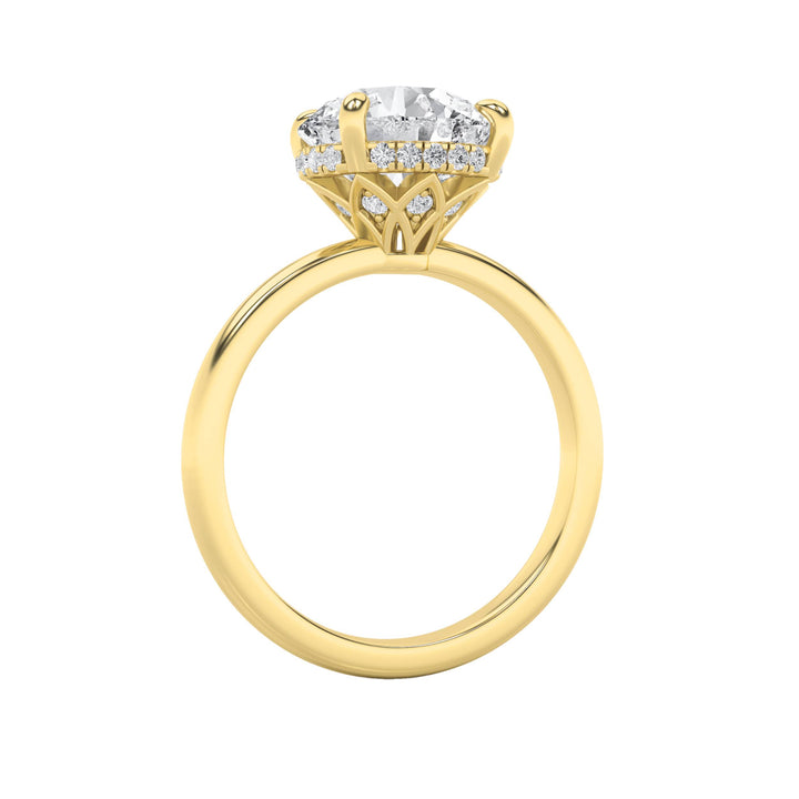 3.5Cttw Round Shaped Lab Grown Diamond (F/VS) Classic Hidden Halo Solitaire Engagement Ring in 14K Gold