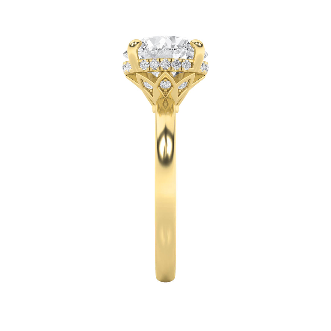 3.5Cttw Round Shaped Lab Grown Diamond (F/VS) Classic Hidden Halo Solitaire Engagement Ring in 14K Gold