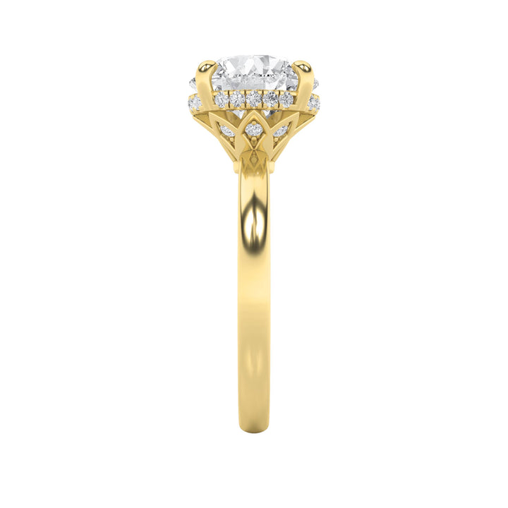 3.5Cttw Round Shaped Lab Grown Diamond (F/VS) Classic Hidden Halo Solitaire Engagement Ring in 14K Gold