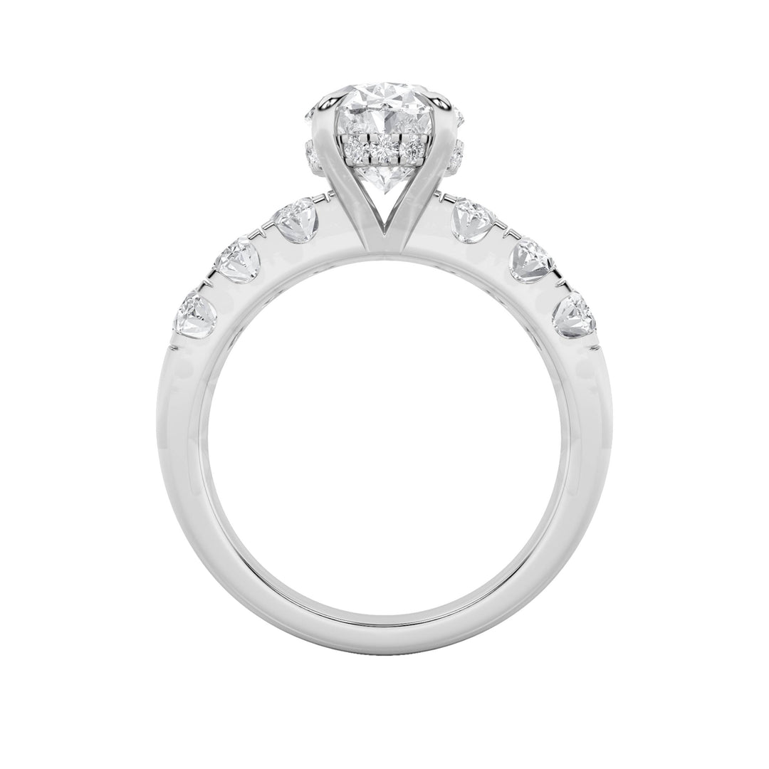 4Cttw Oval Shaped Lab Grown Diamond (F/VS) Bold Accented Engagement  Ring in 14K Gold