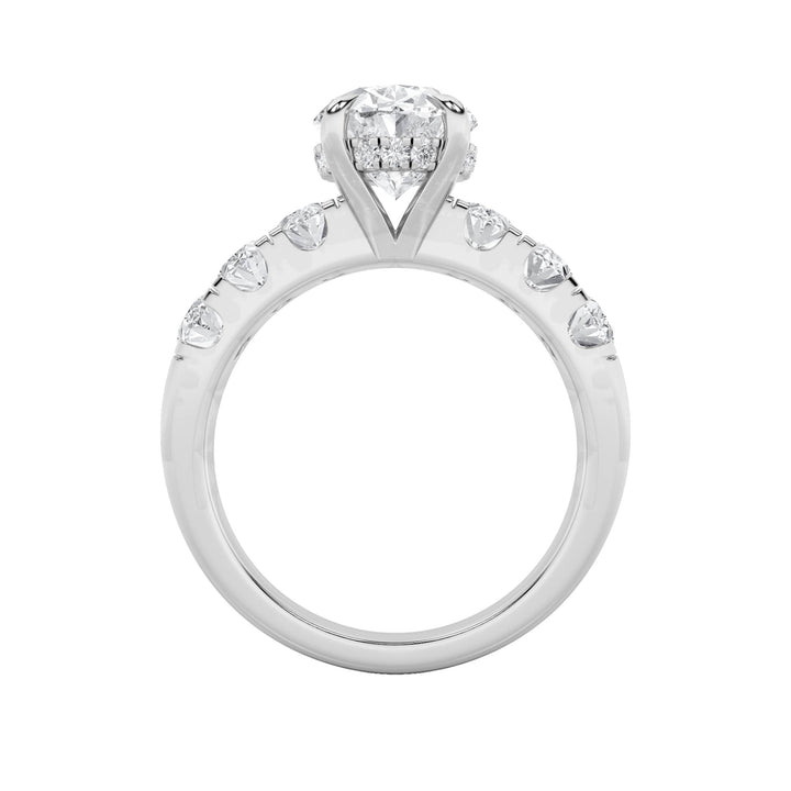 4Cttw Oval Shaped Lab Grown Diamond (F/VS) Bold Accented Engagement  Ring in 14K Gold