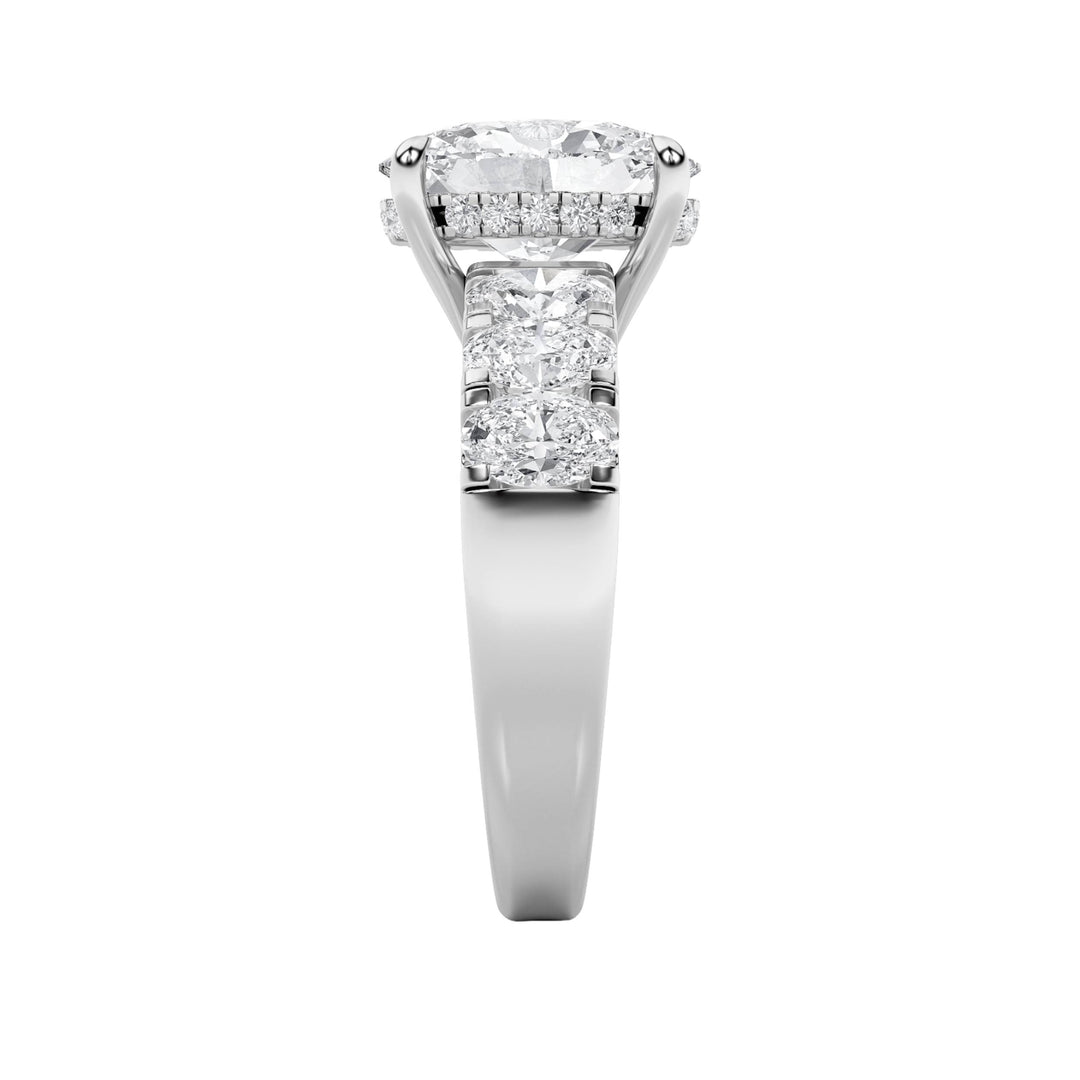 4Cttw Oval Shaped Lab Grown Diamond (F/VS) Bold Accented Engagement  Ring in 14K Gold