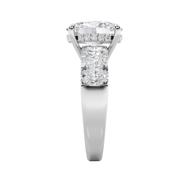 4Cttw Oval Shaped Lab Grown Diamond (F/VS) Bold Accented Engagement  Ring in 14K Gold