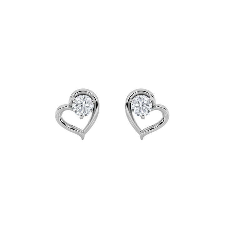 0.5CTW Round Shaped Lab Grown Diamond (F/VS) Heart Shaped Stud Earrings in 14K Gold