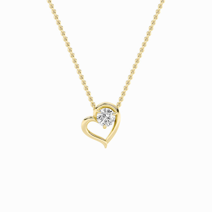 0.5CTW Round Shaped Lab Grown Diamond (F/VS) Heart Shaped   Pendant in 14K Gold
