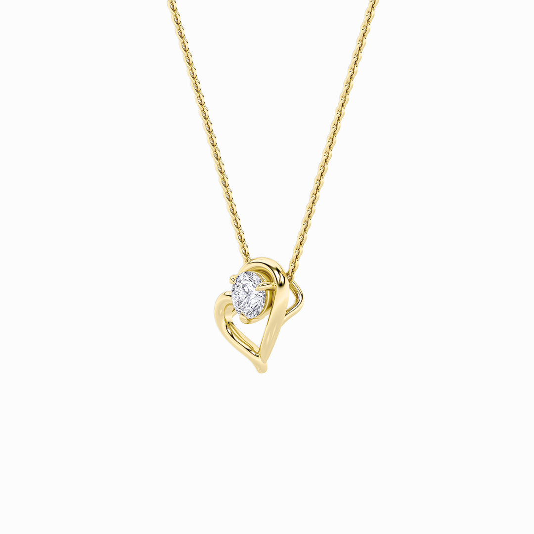 0.5CTW Round Shaped Lab Grown Diamond (F/VS) Heart Shaped   Pendant in 14K Gold
