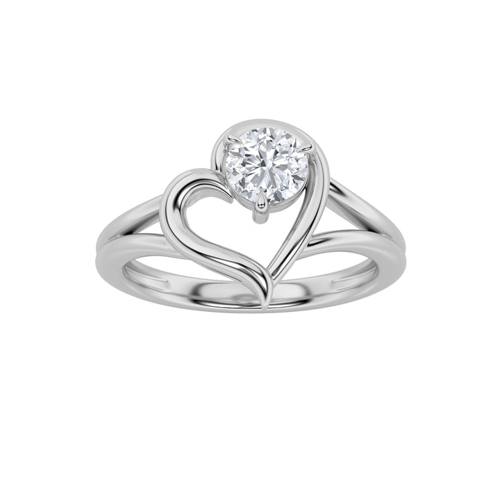 0.5CTW Round Shaped Lab Grown Diamond (F/VS) Heart Shaped Ring in 14K Gold