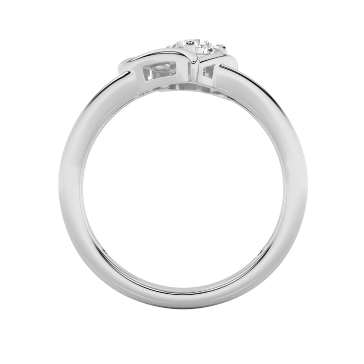 0.5CTW Round Shaped Lab Grown Diamond (F/VS) Heart Shaped Ring in 14K Gold