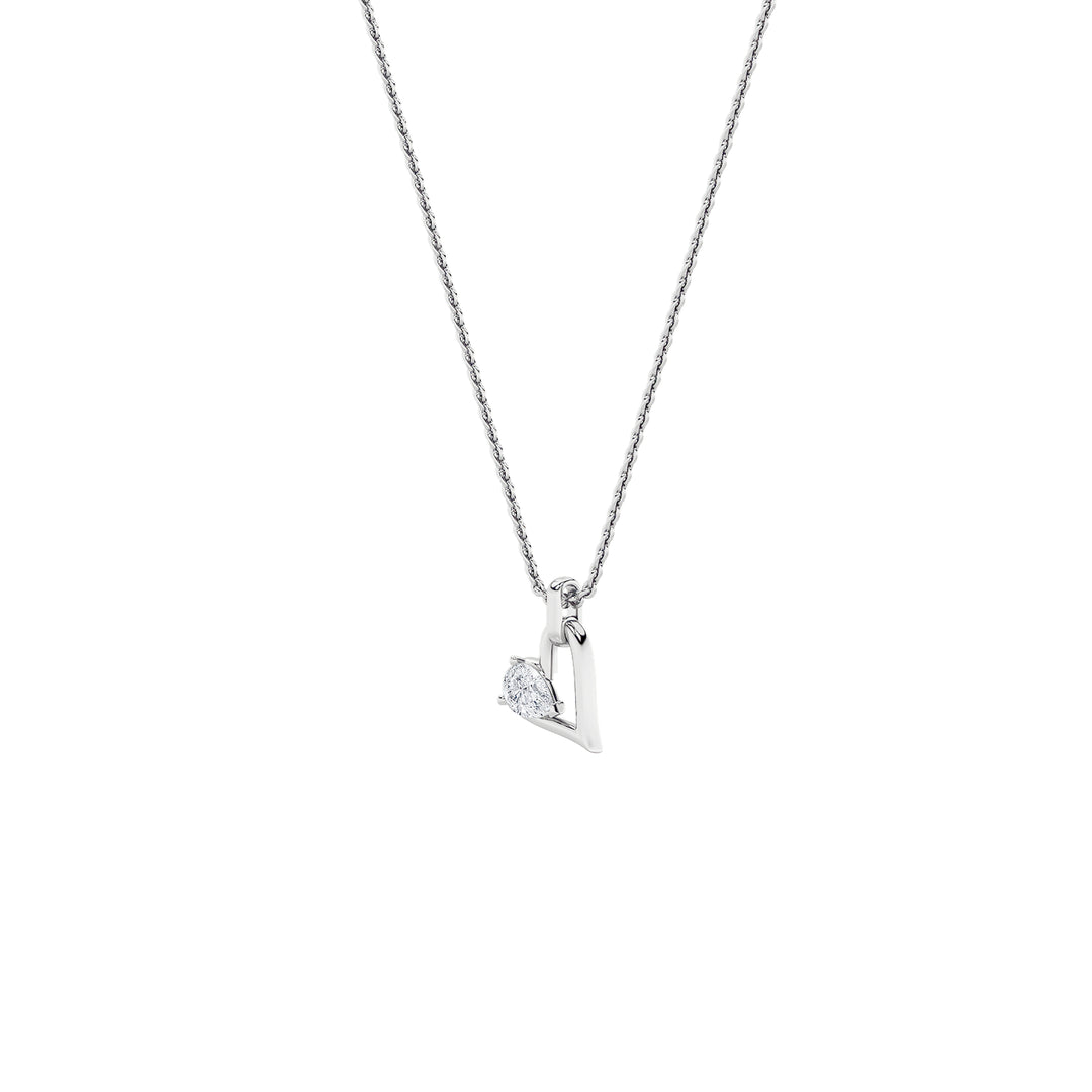 1CTW Pear Shaped Lab Grown Diamond (F/VS) Heart Shaped Dangle Pendant in 14K Gold