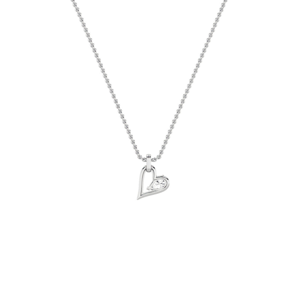 1CTW Pear Shaped Lab Grown Diamond (F/VS) Heart Shaped Dangle Pendant in 14K Gold