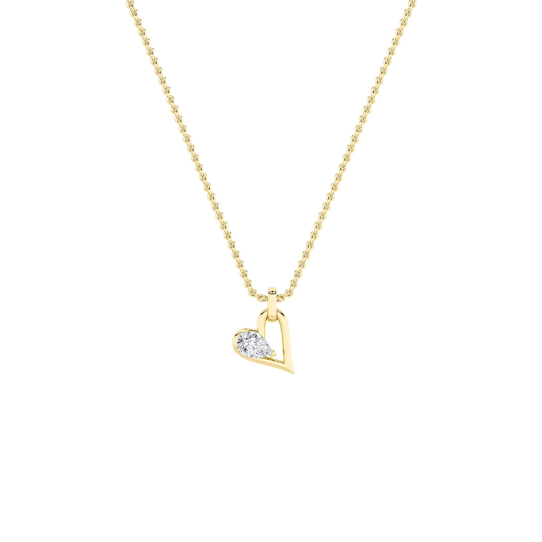 1CTW Pear Shaped Lab Grown Diamond (F/VS) Heart Shaped Dangle Pendant in 14K Gold
