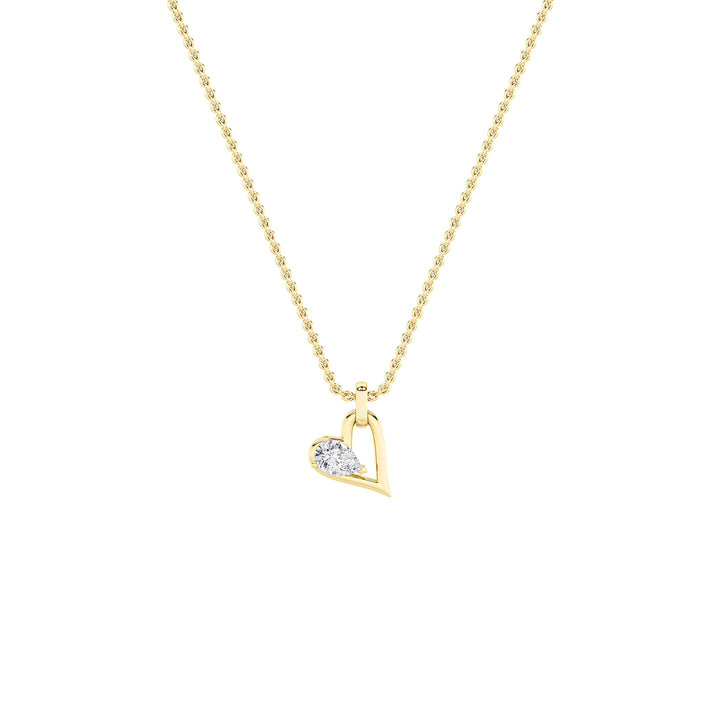 1CTW Pear Shaped Lab Grown Diamond (F/VS) Heart Shaped Dangle Pendant in 14K Gold