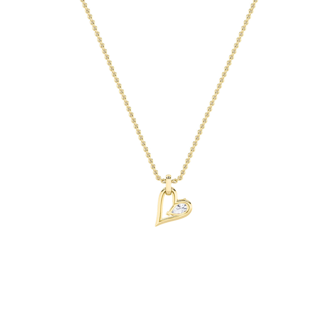1CTW Pear Shaped Lab Grown Diamond (F/VS) Heart Shaped Dangle Pendant in 14K Gold