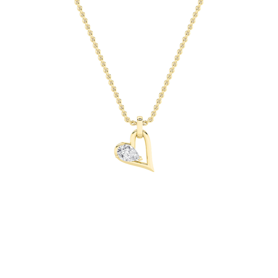 1CTW Pear Shaped Lab Grown Diamond (F/VS) Heart Shaped Dangle Pendant in 14K Gold