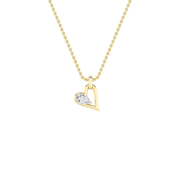 1CTW Pear Shaped Lab Grown Diamond (F/VS) Heart Shaped Dangle Pendant in 14K Gold