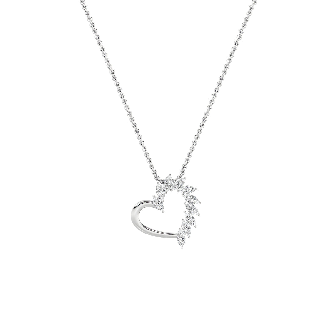 2Cttw Marquise Shaped Lab Grown Diamond (F/VS) Heart Shaped Pendant in 14K Gold