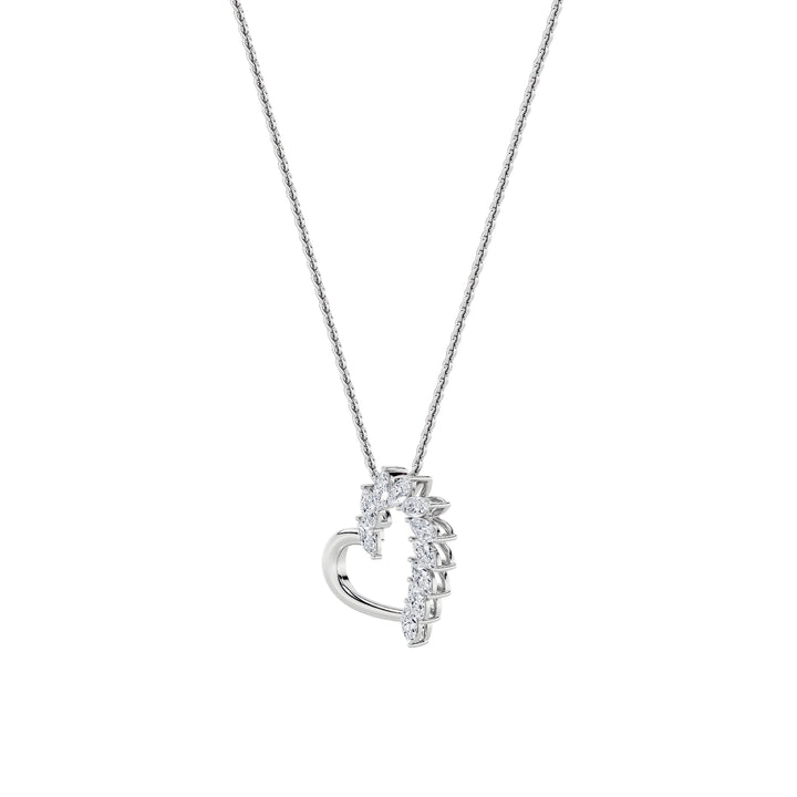 2Cttw Marquise Shaped Lab Grown Diamond (F/VS) Heart Shaped Pendant in 14K Gold