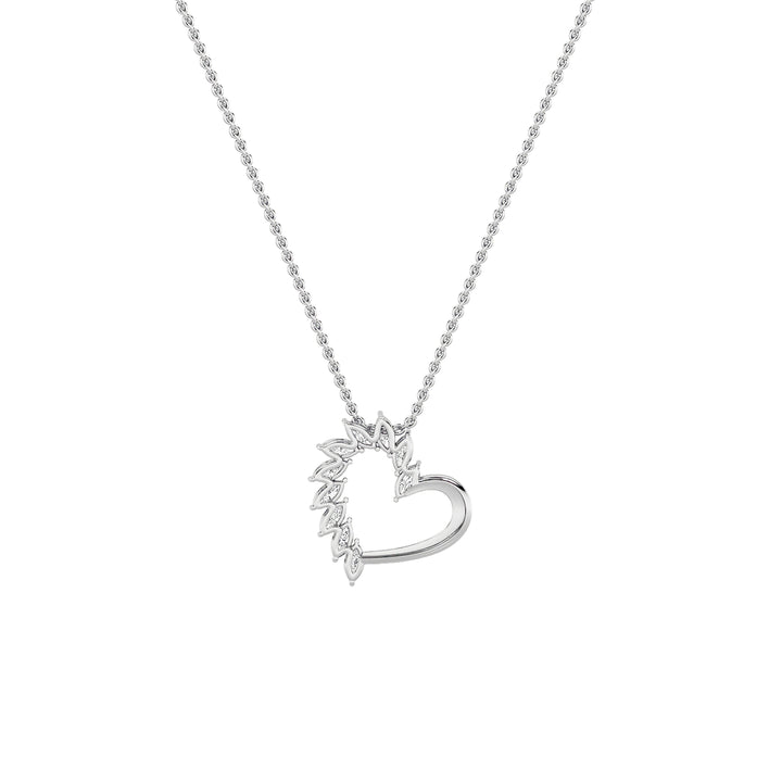2Cttw Marquise Shaped Lab Grown Diamond (F/VS) Heart Shaped Pendant in 14K Gold