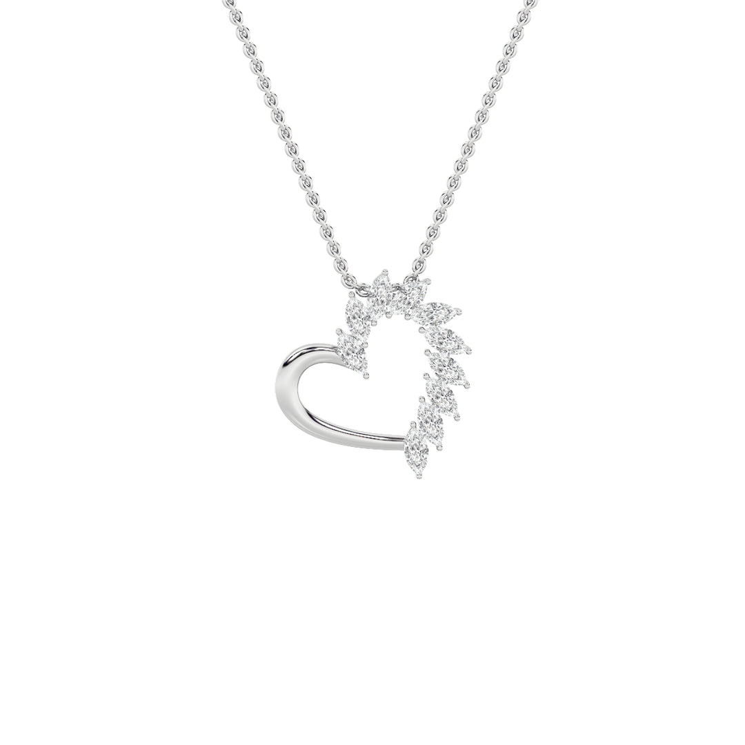 2Cttw Marquise Shaped Lab Grown Diamond (F/VS) Heart Shaped Pendant in 14K Gold