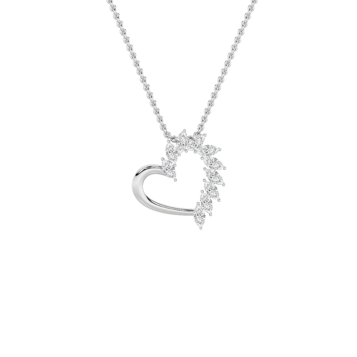 2Cttw Marquise Shaped Lab Grown Diamond (F/VS) Heart Shaped Pendant in 14K Gold