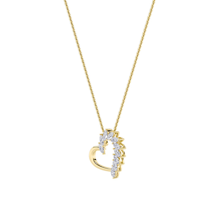 2Cttw Marquise Shaped Lab Grown Diamond (F/VS) Heart Shaped Pendant in 14K Gold
