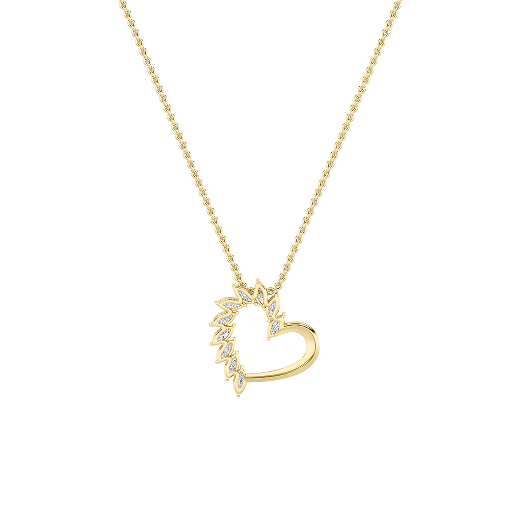 2Cttw Marquise Shaped Lab Grown Diamond (F/VS) Heart Shaped Pendant in 14K Gold