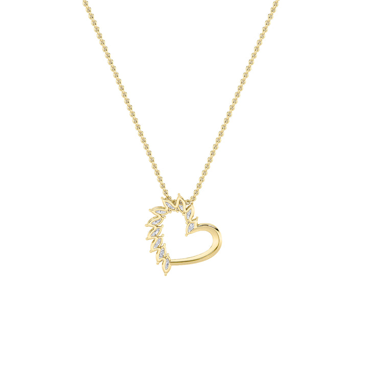 2Cttw Marquise Shaped Lab Grown Diamond (F/VS) Heart Shaped Pendant in 14K Gold