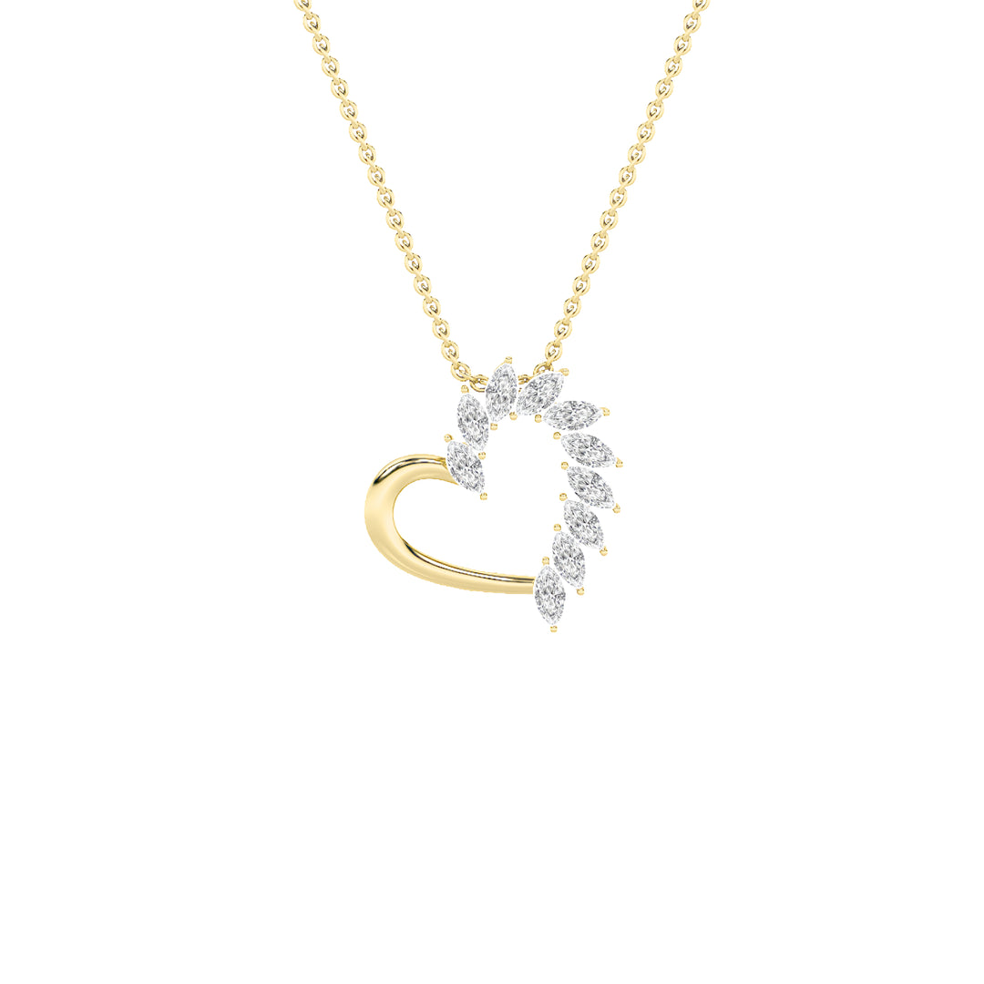 2Cttw Marquise Shaped Lab Grown Diamond (F/VS) Heart Shaped Pendant in 14K Gold