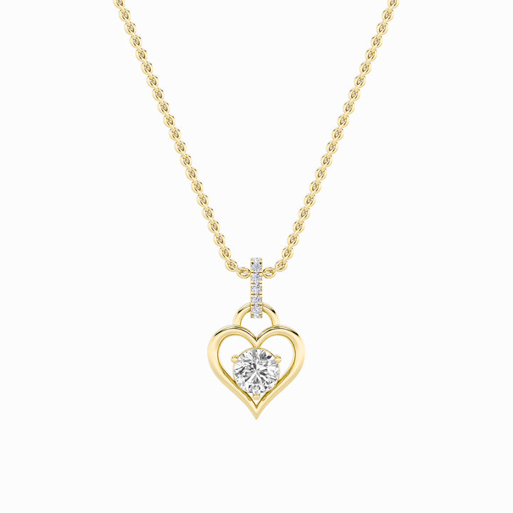 1.5Cttw Round Shaped Lab Grown Diamond (F/VS) Heart Shaped Pendant in 14K Gold