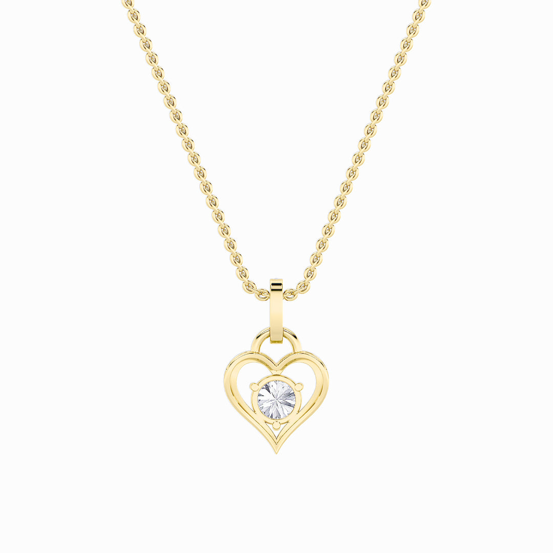 1.5Cttw Round Shaped Lab Grown Diamond (F/VS) Heart Shaped Pendant in 14K Gold