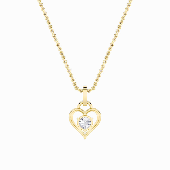 1.5Cttw Round Shaped Lab Grown Diamond (F/VS) Heart Shaped Pendant in 14K Gold