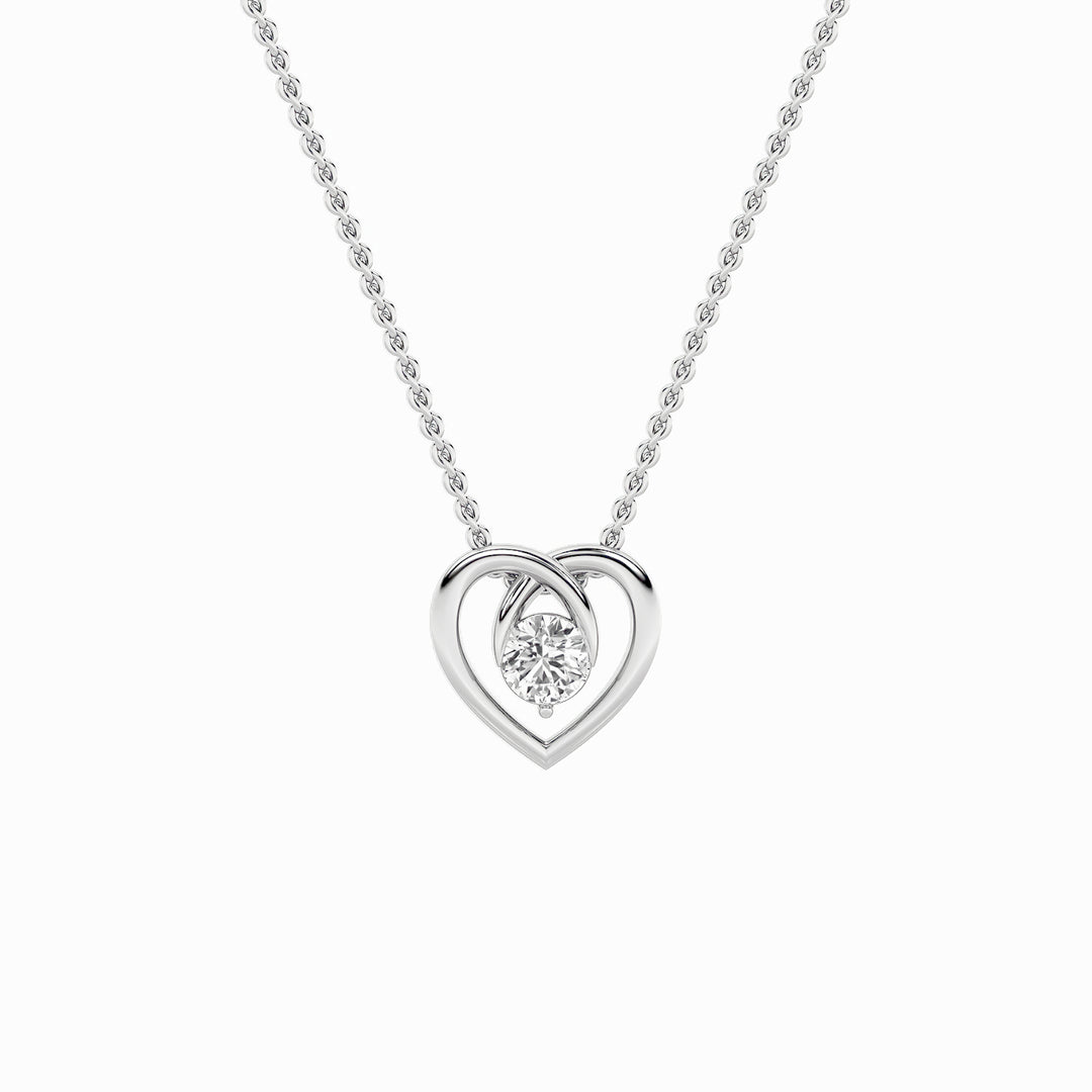 1Cttw Round Shaped Lab Grown Diamond (F/VS) HeartShaped Pendant in 14K Gold