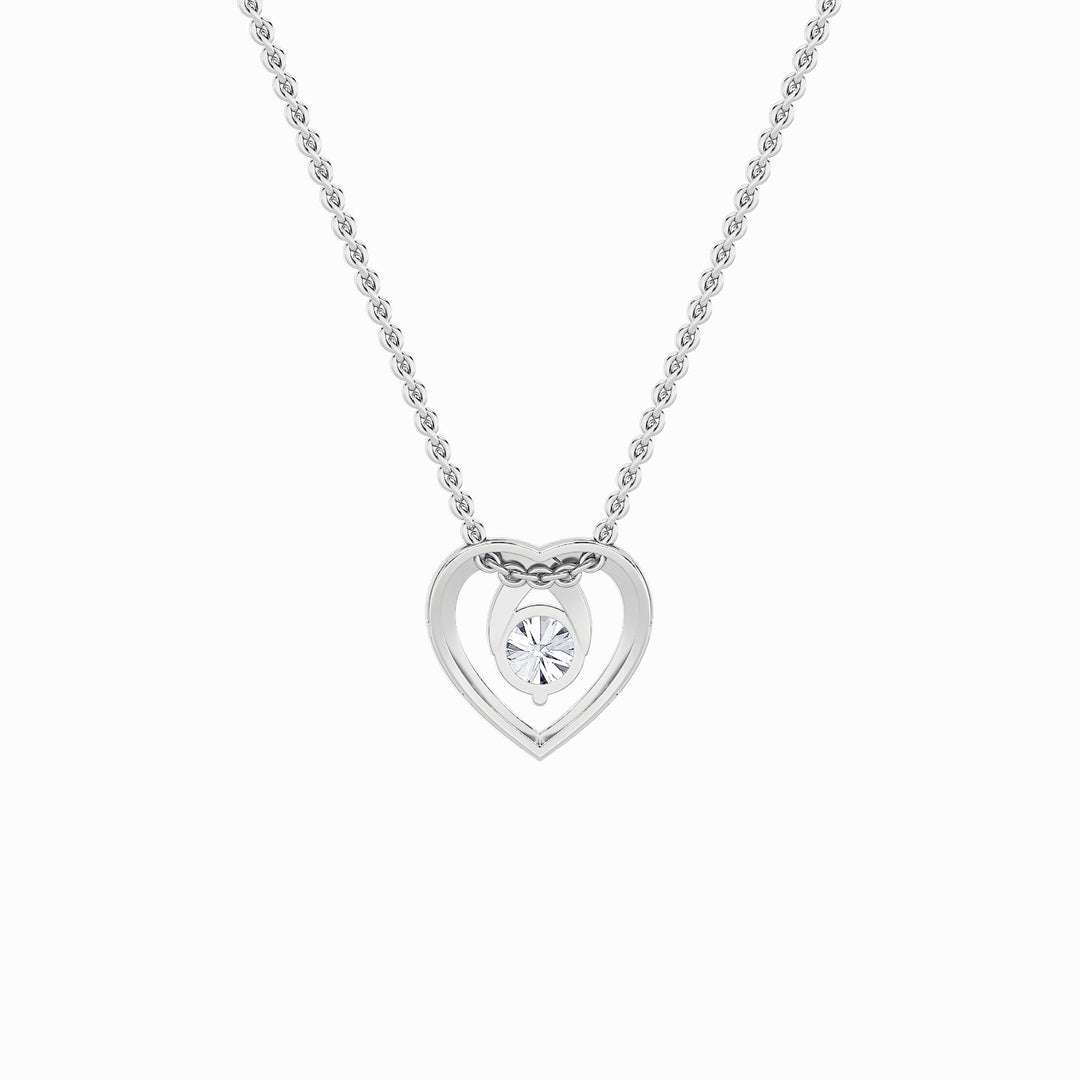 1Cttw Round Shaped Lab Grown Diamond (F/VS) HeartShaped Pendant in 14K Gold