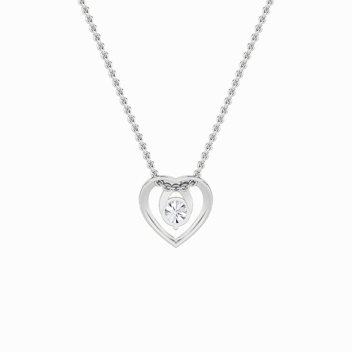 1Cttw Round Shaped Lab Grown Diamond (F/VS) HeartShaped Pendant in 14K Gold