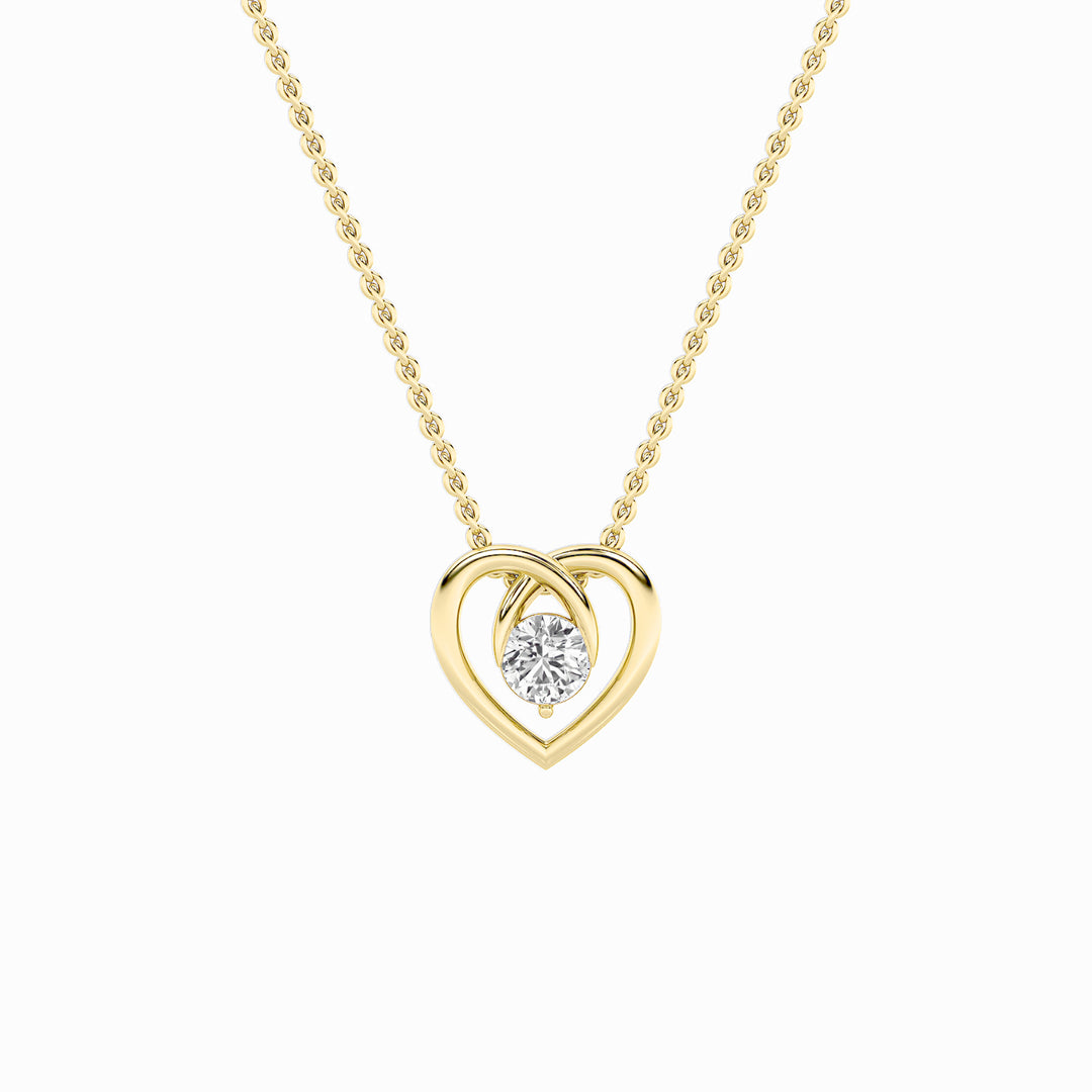 1Cttw Round Shaped Lab Grown Diamond (F/VS) HeartShaped Pendant in 14K Gold
