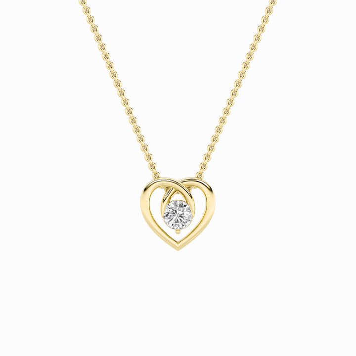 1Cttw Round Shaped Lab Grown Diamond (F/VS) HeartShaped Pendant in 14K Gold