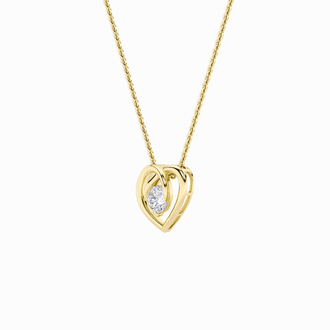 1Cttw Round Shaped Lab Grown Diamond (F/VS) HeartShaped Pendant in 14K Gold