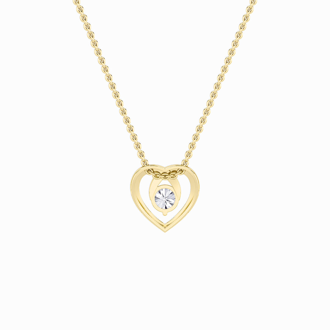 1Cttw Round Shaped Lab Grown Diamond (F/VS) HeartShaped Pendant in 14K Gold
