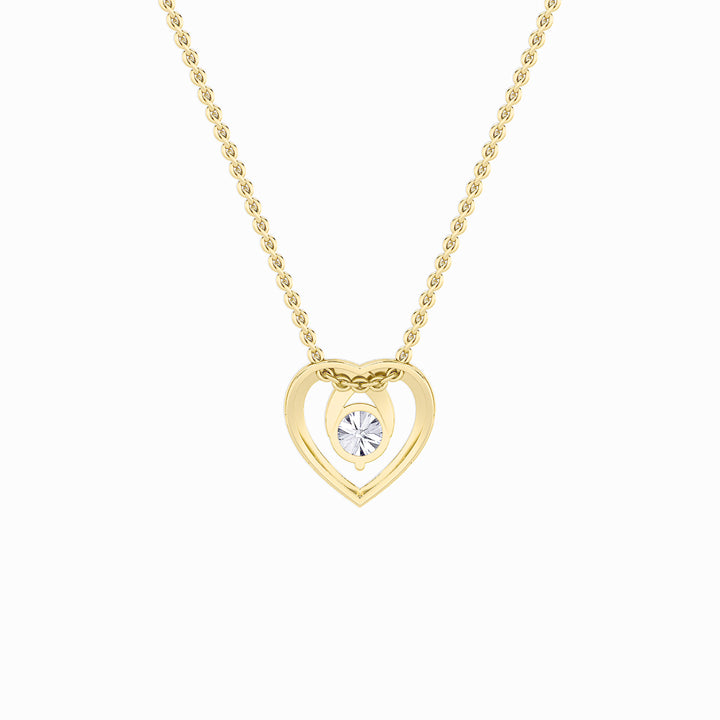 1Cttw Round Shaped Lab Grown Diamond (F/VS) HeartShaped Pendant in 14K Gold