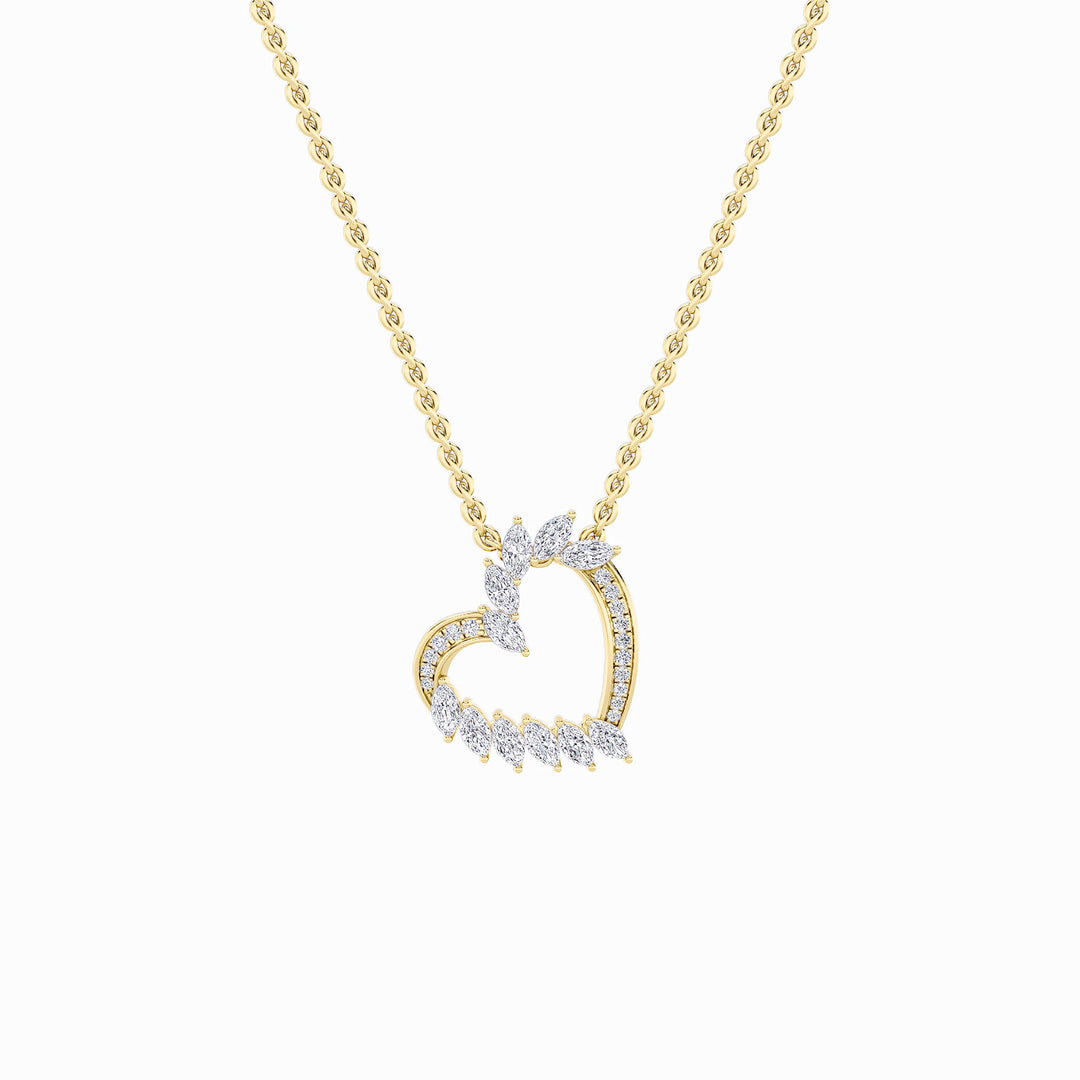 2.5Cttw Marquise Shaped Lab Grown Diamond (F/VS) Heart Shaped Pendant in 14K Gold