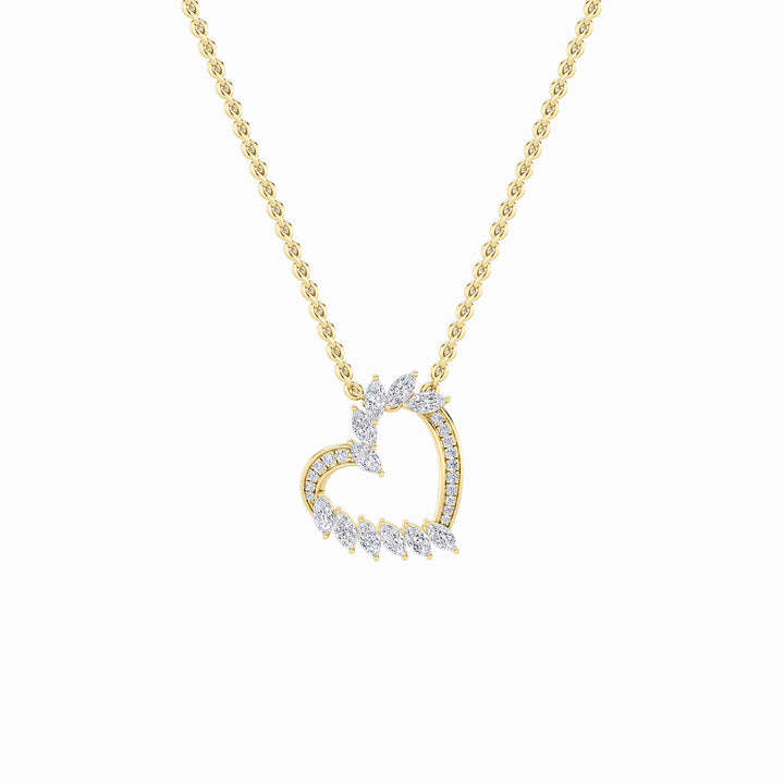 2.5Cttw Marquise Shaped Lab Grown Diamond (F/VS) Heart Shaped Pendant in 14K Gold