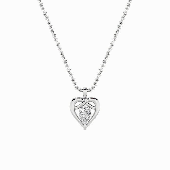 2Cttw Pear Shaped Lab Grown Diamond (F/VS) Heart Shaped Pendant in 14K Gold