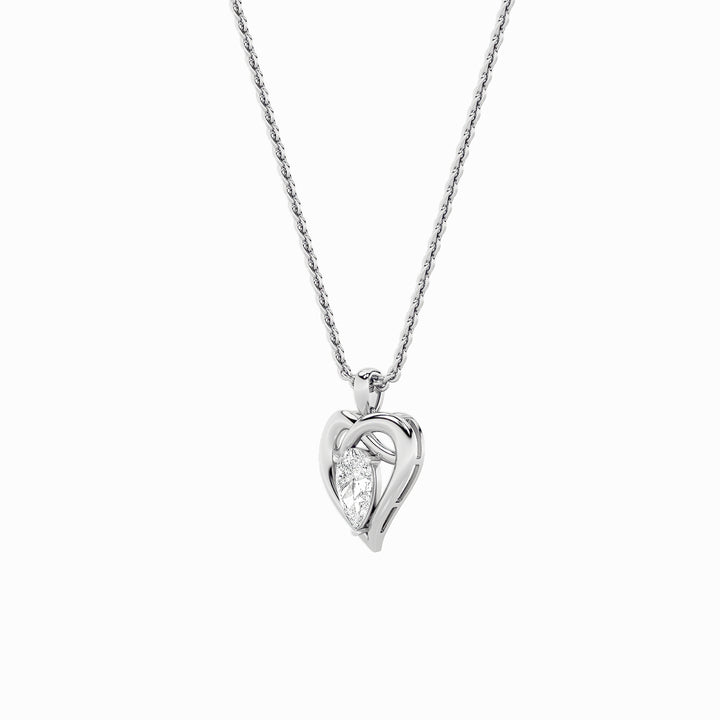 2Cttw Pear Shaped Lab Grown Diamond (F/VS) Heart Shaped Pendant in 14K Gold