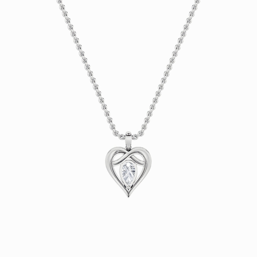2Cttw Pear Shaped Lab Grown Diamond (F/VS) Heart Shaped Pendant in 14K Gold