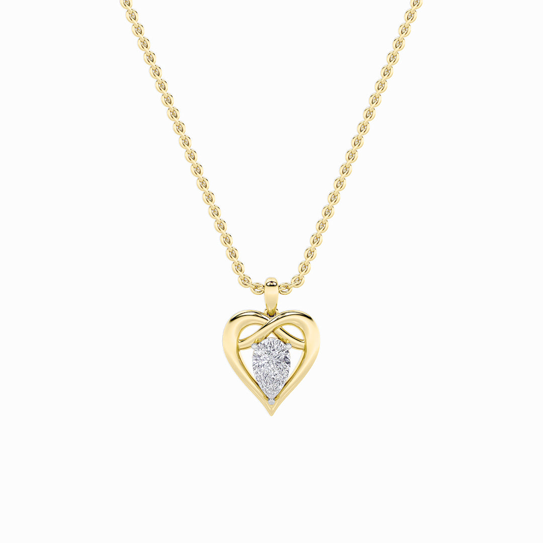 2Cttw Pear Shaped Lab Grown Diamond (F/VS) Heart Shaped Pendant in 14K Gold